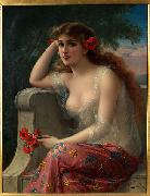 Emile Vernon Girl with a Poppy oil painting reproduction